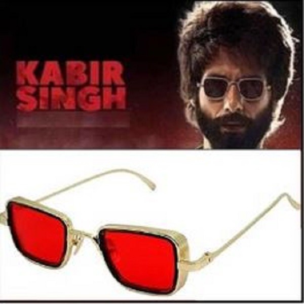 Kabir Singh Style UV Protection Retro Square Sunglasses-RED