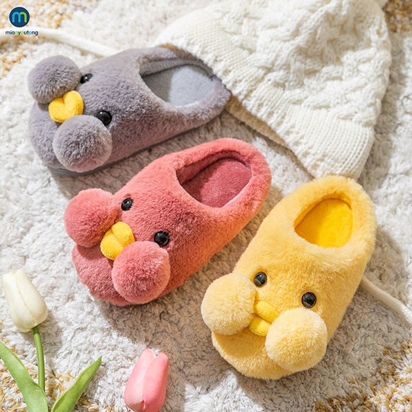 Children's Home Cotton Slippers Rabbit Non-slip Indoor Warm In Winter Fluffy  Slippers Pink Girls Shoes Slippers Kids Miaoyoutong